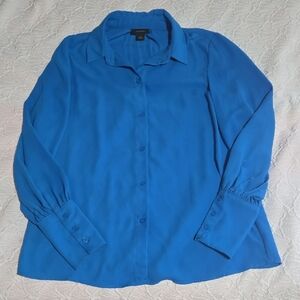 3/$10 Halogen Blue Relaxed 3/4 Sleeve Notched Collar Shirt